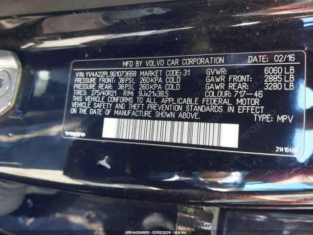 YV4A22PL9G1073668 Volvo Xc90 T6 Inscription