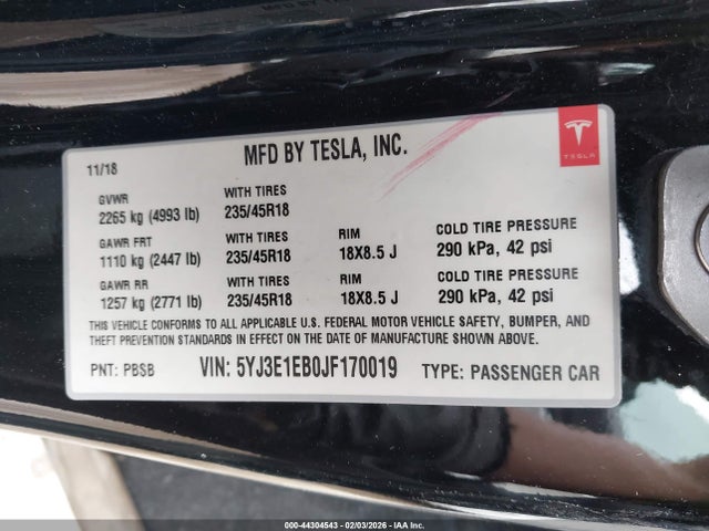 2018 TESLA MODEL 3 5YJ3E1EB0JF170019 Photo 8