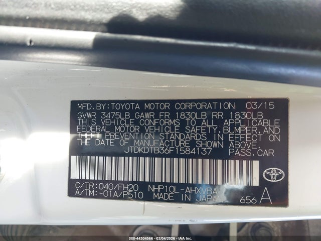 JTDKDTB36F1584137 Toyota Prius C One