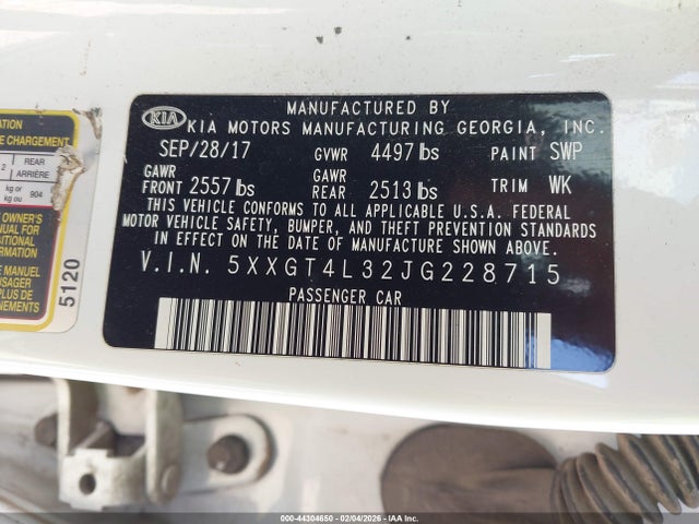 5XXGT4L32JG228715 KIA Optima Lx