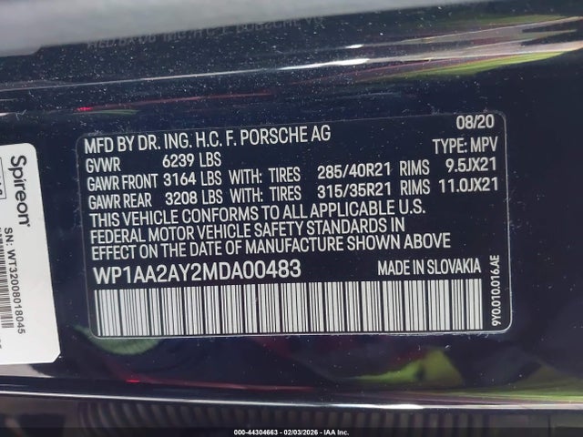 2021 PORSCHE CAYENNE WP1AA2AY2MDA00483 Photo 8