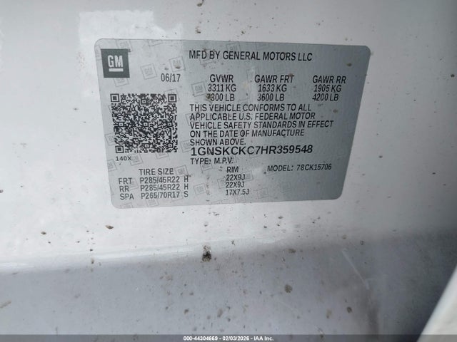 1GNSKCKC7HR359548 Chevrolet Tahoe Premier
