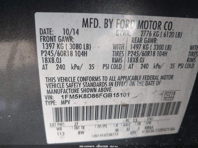 Продажа на аукционе авто 2015 Ford Explorer Xlt, vin: 1FM5K8D86FGB15101, номер лота: 44304676