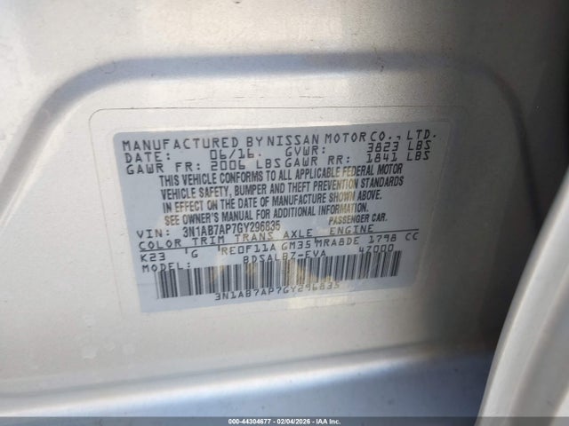 Nissan SENTRA S 2016 3N1AB7AP7GY296835 Image 9
