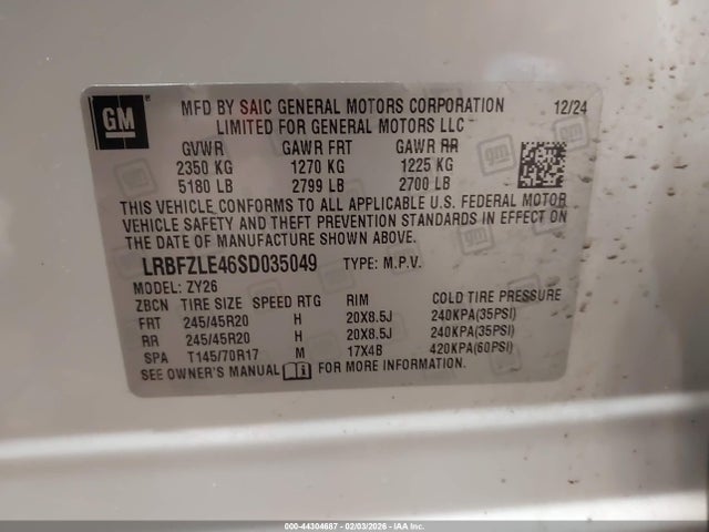 Продажа на аукционе авто 2025 Buick Envision Sport Touring Awd, vin: LRBFZLE46SD035049, номер лота: 44304687