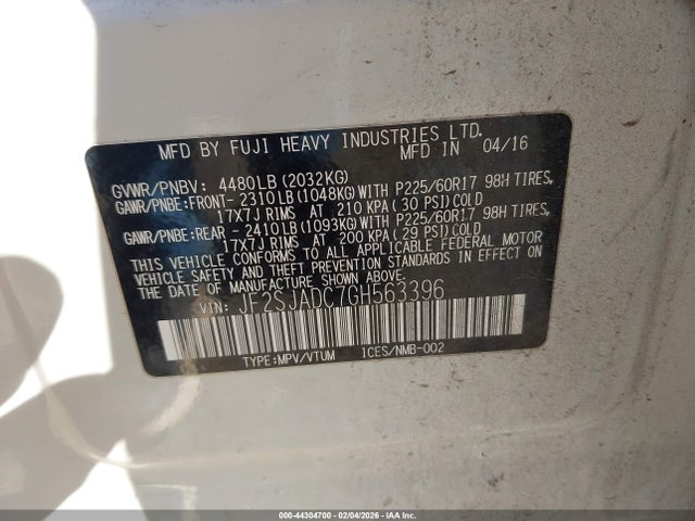 2016 SUBARU FORESTER JF2SJADC7GH563396 Photo 8