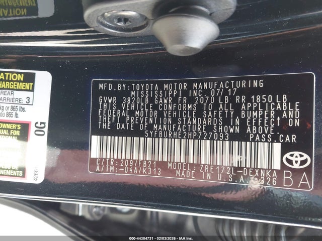 Toyota COROLLA LE 2017 5YFBURHE2HP727093 Image 9