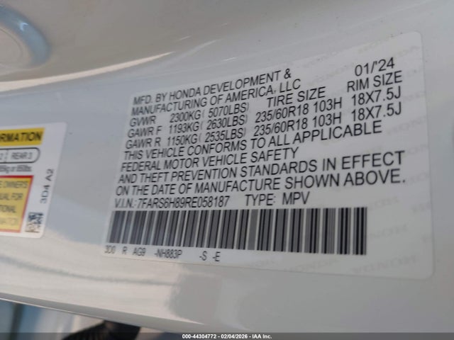 7FARS6H89RE058187 Honda Cr-v Hybrid Sport-l
