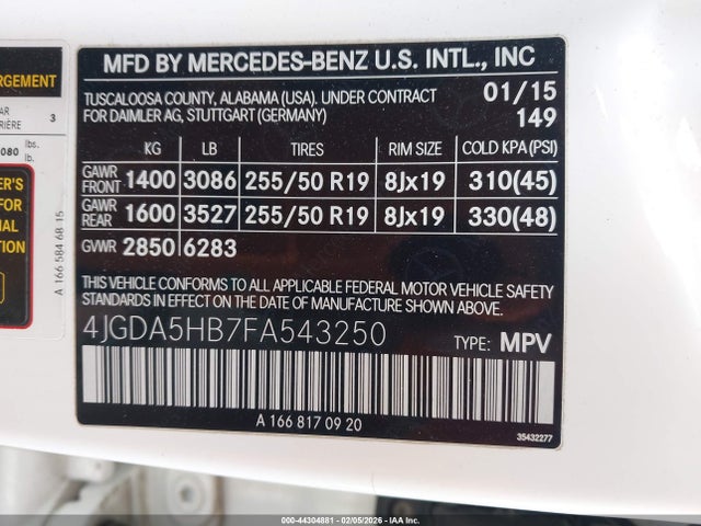 2015 MERCEDES-BENZ ML 350 4JGDA5HB7FA543250 Photo 8