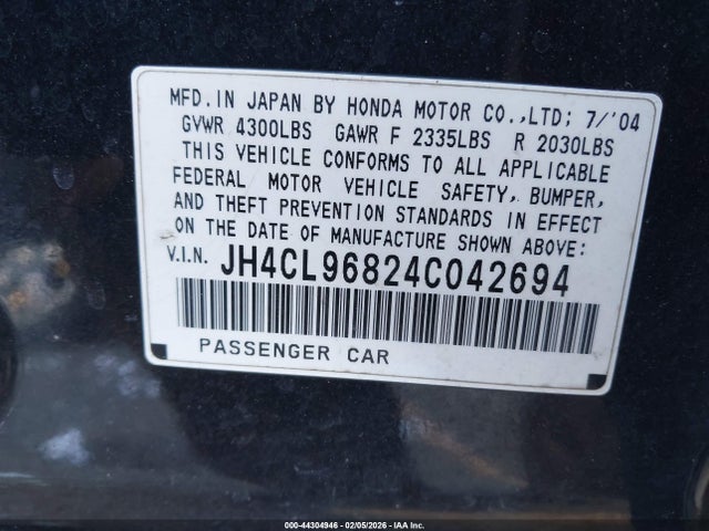 2004 ACURA TSX JH4CL96824C042694 Photo 8