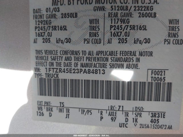 2003 FORD RANGER 1FTZR45E23PA84813 Photo 8