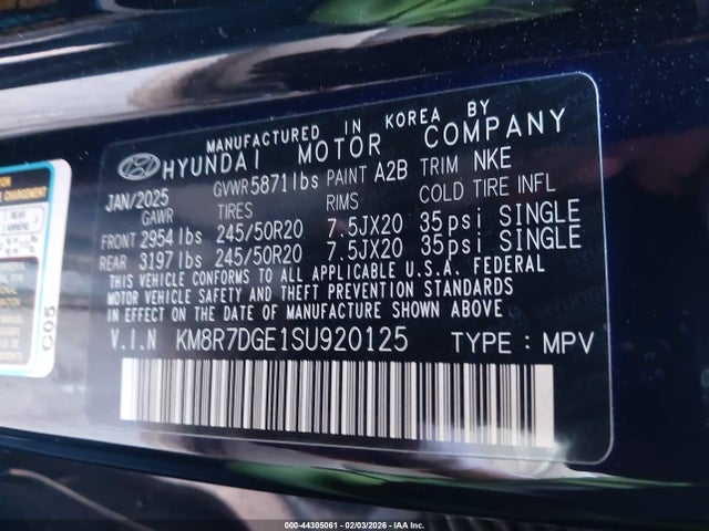 KM8R7DGE1SU920125 Hyundai Palisade Calligraphy Night Edition