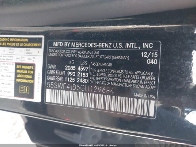 55SWF4JB5GU129684 Mercedes-Benz C 300