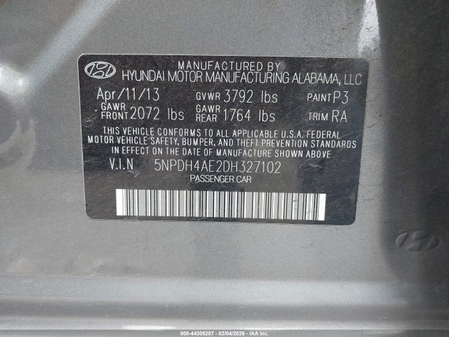 Продаж на аукціоні авто 2013 Hyundai Elantra Gls, vin: 5NPDH4AE2DH327102, номер лоту: 44305207