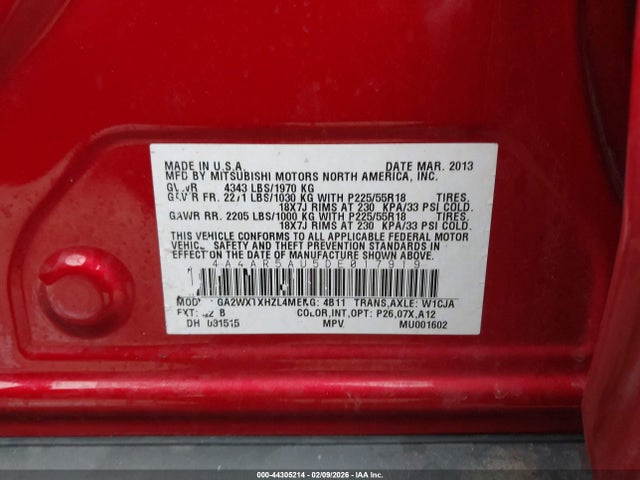 2013 MITSUBISHI OUTLANDER SPORT 4A4AR5AU5DE017919 Photo 8