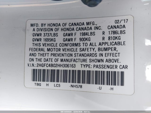Honda Civic Lx-p 2017 2HGFC4B02HH306163 Image 9