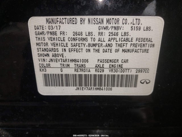 JN1EV7AR1HM841006 Infiniti Q50 3.0t Signature Edition