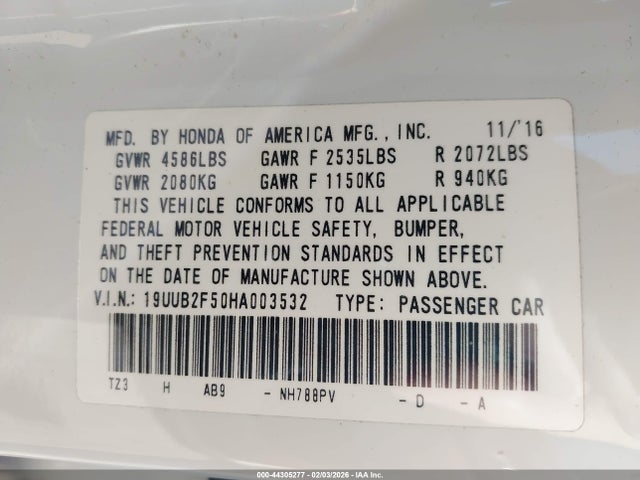 Aukcja sprzedaży 2017 Acura Tlx Technology Package, vin: 19UUB2F50HA003532, numer aukcji: 44305277