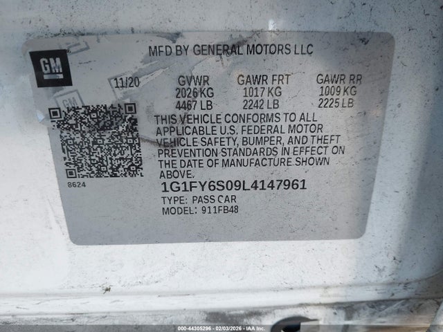 1G1FY6S09L4147961 Chevrolet Bolt Ev Fwd Lt