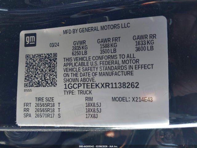 1GCPTEEKXR1138262 Chevrolet Colorado 4wd Trail Boss
