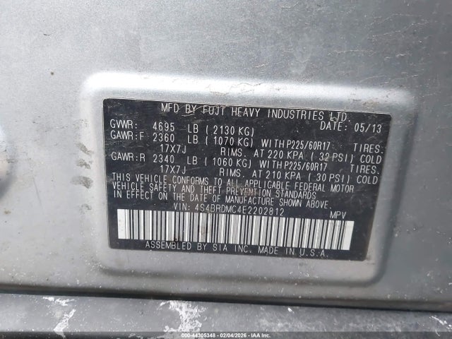 Продажа на аукционе авто 2014 Subaru Outback 3.6r Limited, vin: 4S4BRDMC4E2202812, номер лота: 44305348