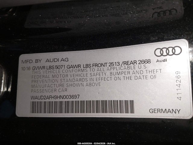 2017 AUDI A5 WAUD2AFH9HN003697 Photo 8