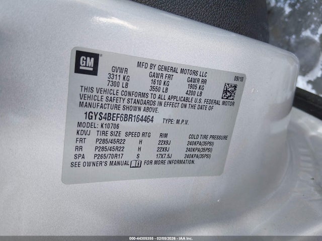 2011 CADILLAC ESCALADE 1GYS4BEF6BR164464 Photo 8