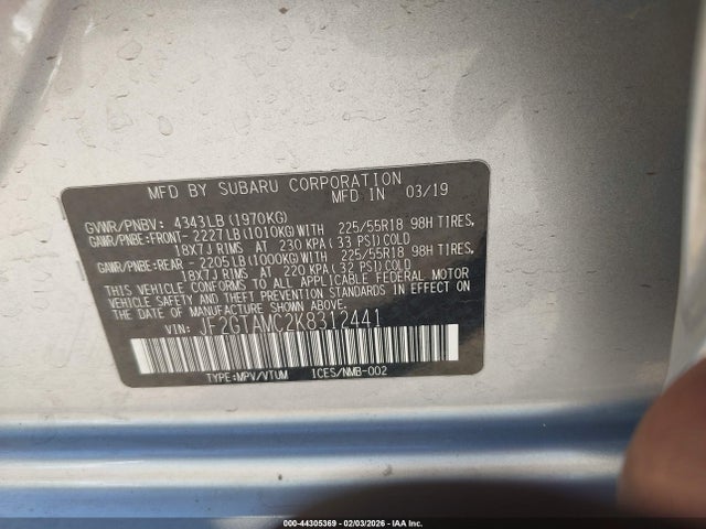 JF2GTAMC2K8312441 Subaru Crosstrek 2.0i Limited