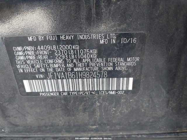 JF1VA1B61H9824578 Subaru WRX