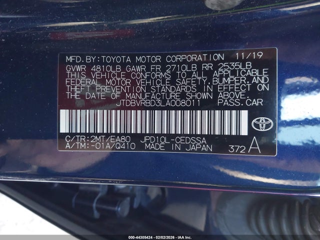 2020 TOYOTA MIRAI JTDBVRBD3LA008011 Photo 8