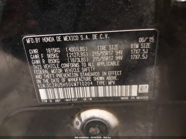 3CZRU5H50GM710204 Honda HR-V EX