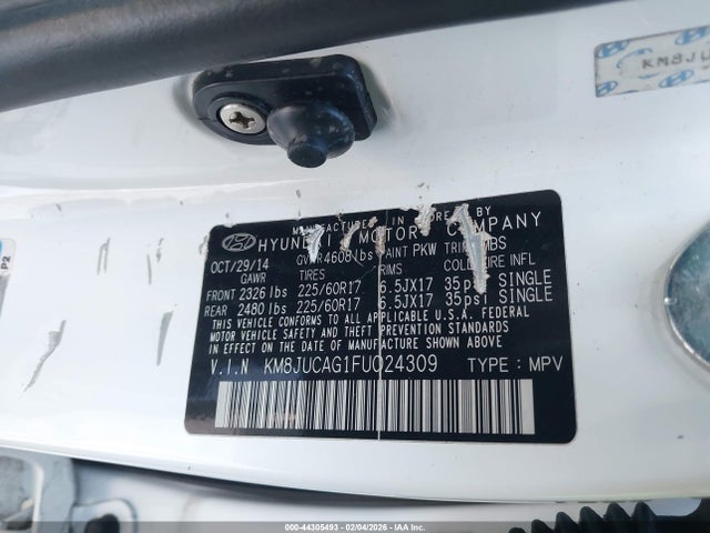 Aukcja sprzedaży 2015 Hyundai Tucson Se, vin: KM8JUCAG1FU024309, numer aukcji: 44305493