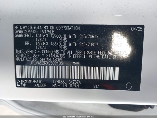JTEVA5BRXS5024061 Toyota 4RUNNER SR5