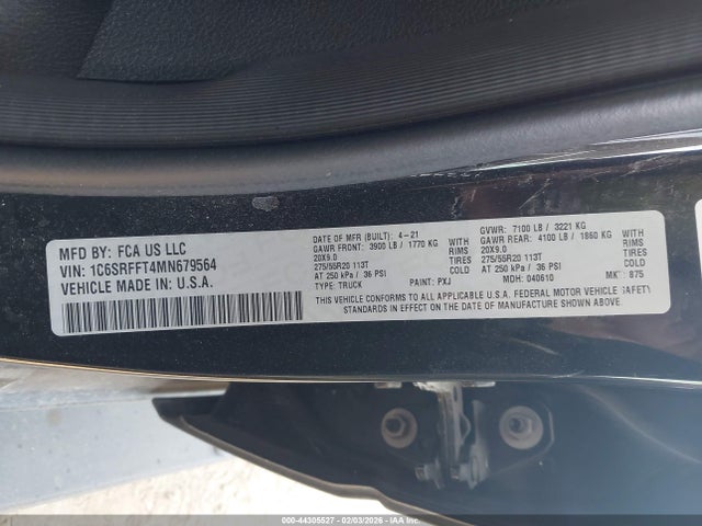Продажа на аукционе авто 2021 Ram 1500 Lone Star  4x4 5'7 Box, vin: 1C6SRFFT4MN679564, номер лота: 44305527