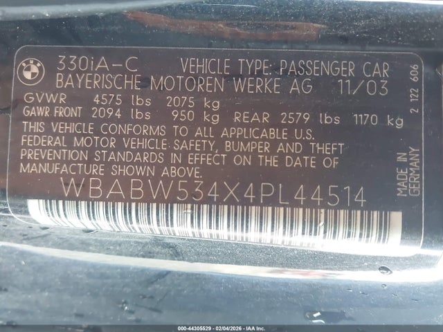 2004 BMW 330CI WBABW534X4PL44514 Photo 8