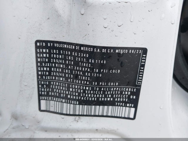 Продажа на аукционе авто 2023 Volkswagen Tiguan 2.0t Se R-line Black, vin: 3VVCB7AXXPM111658, номер лота: 44305531