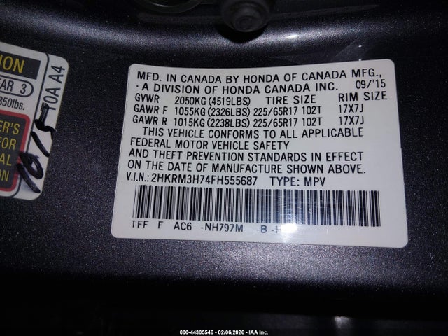 Honda Cr-v Ex-l 2015 2HKRM3H74FH555687 Image 9
