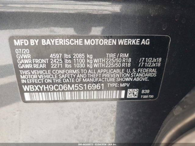 44305572 :رقم المزاد ، WBXYH9C06M5S16961 vin ، 2021 Bmw X2 Sdrive28i مزاد بيع