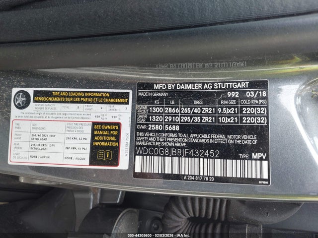 Aukcja sprzedaży 2018 Mercedes-benz Amg Glc 63 4matic, vin: WDC0G8JB8JF432452, numer aukcji: 44305600