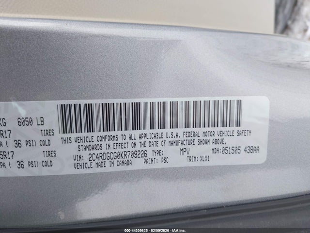 2019 DODGE GRAND CARAVAN 2C4RDGCG0KR709226 Photo 8