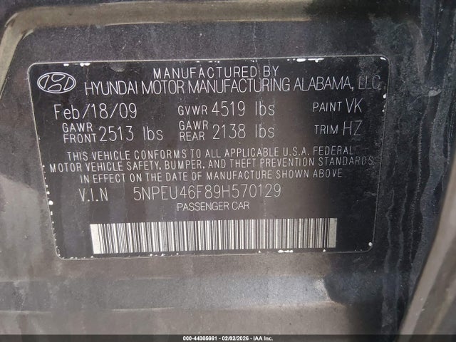 2009 HYUNDAI SONATA 5NPEU46F89H570129 Photo 8