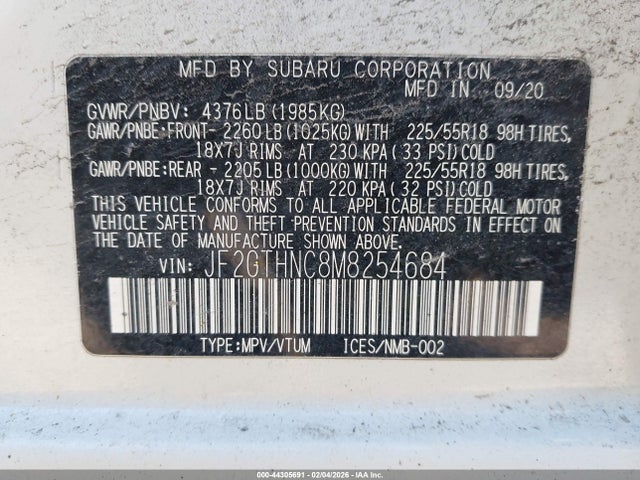 Subaru Crosstrek Limited 2021 JF2GTHNC8M8254684 Image 9
