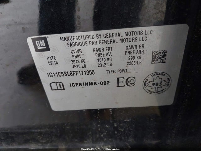 1G11C5SL8FF171965 Chevrolet MALIBU 1LT