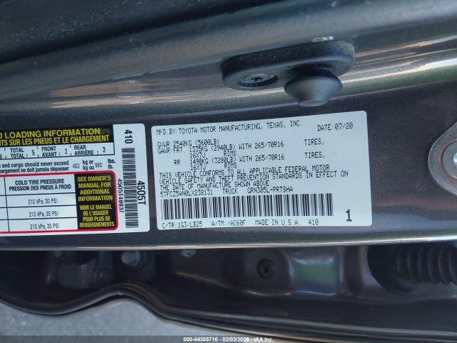 5TFCZ5AN0LX238131 Toyota Tacoma 4wd Trd Pro