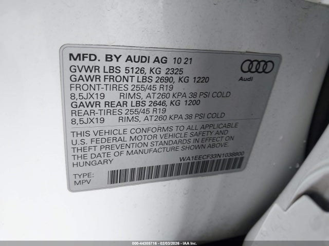 2022 AUDI Q3 WA1EECF33N1038800 Photo 8