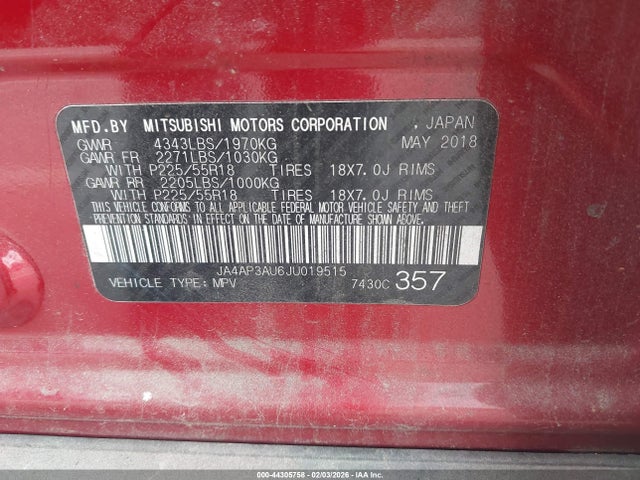 2018 MITSUBISHI OUTLANDER SPORT JA4AP3AU6JU019515 Photo 8