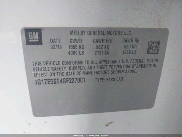 1G1ZE5ST4GF237801 Chevrolet MALIBU 1LT