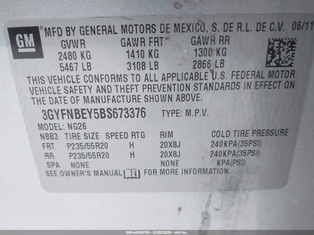 2011 CADILLAC SRX 3GYFNBEY5BS673376 Photo 8