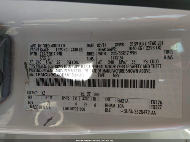 Ford ESCAPE SE 2014 1FMCU9GX0EUC53436 Image 9