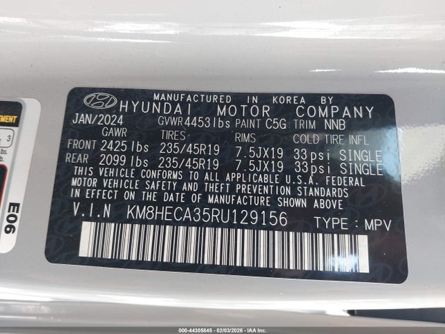 44305845 :رقم المزاد ، KM8HECA35RU129156 vin ، 2024 Hyundai Kona Limited مزاد بيع